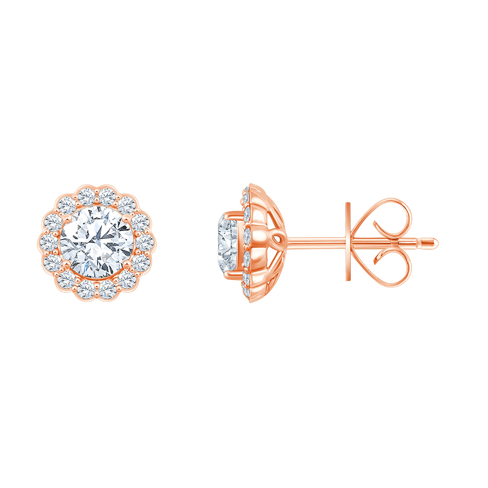Brilliant Cut Halo Stud Earrings