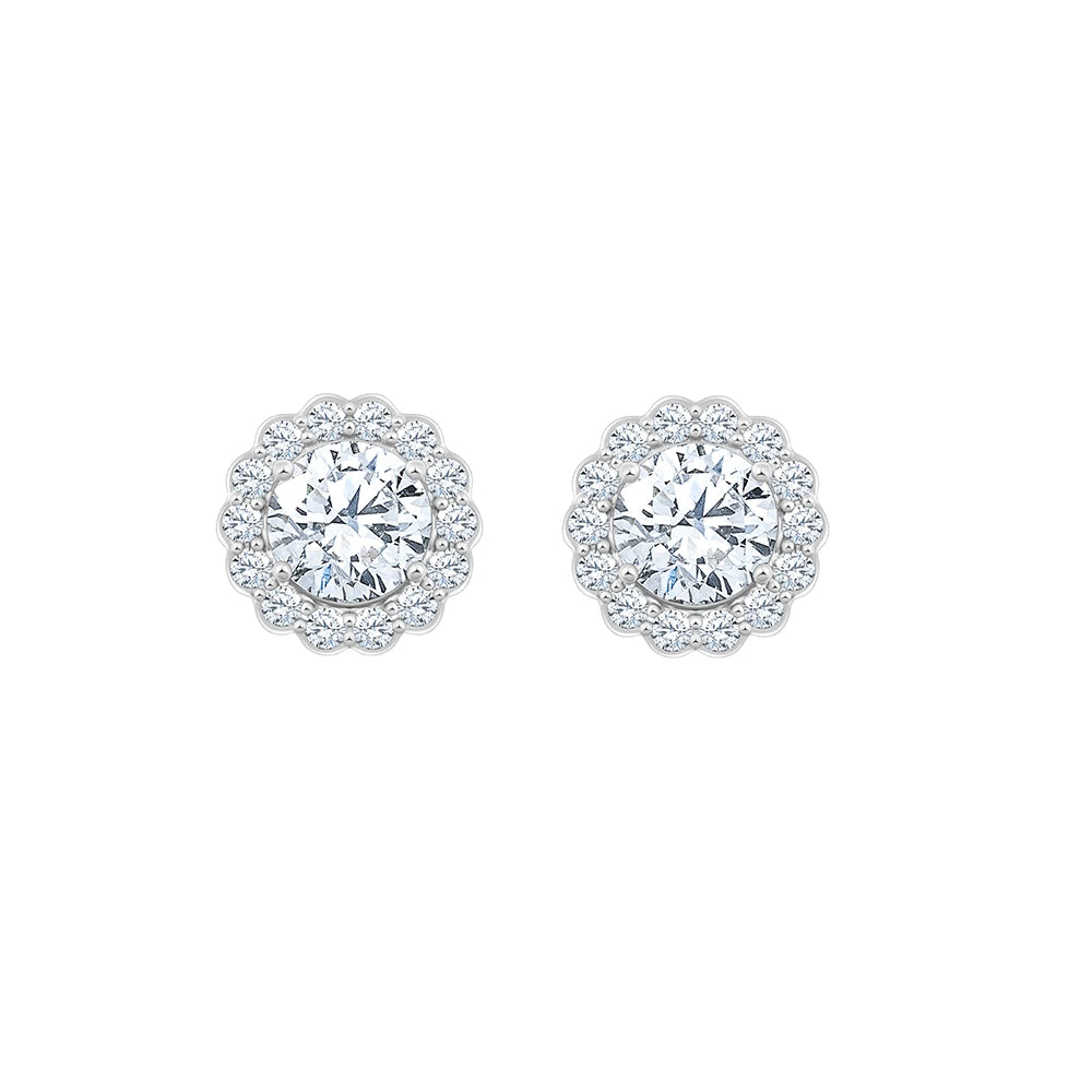 Brilliant Cut Halo Stud Earrings