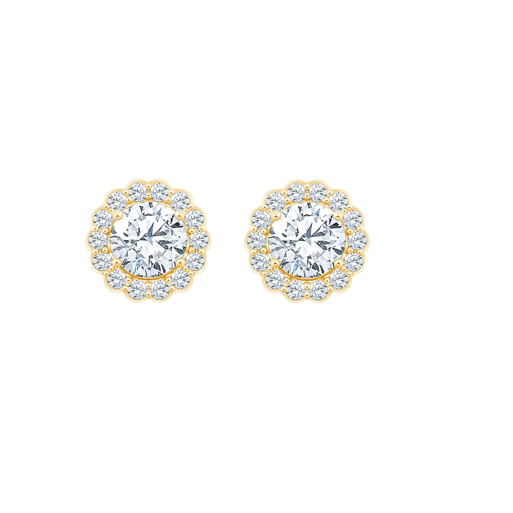 Brilliant Cut Halo Stud Earrings