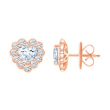Heart Cut Halo Stud Earrings