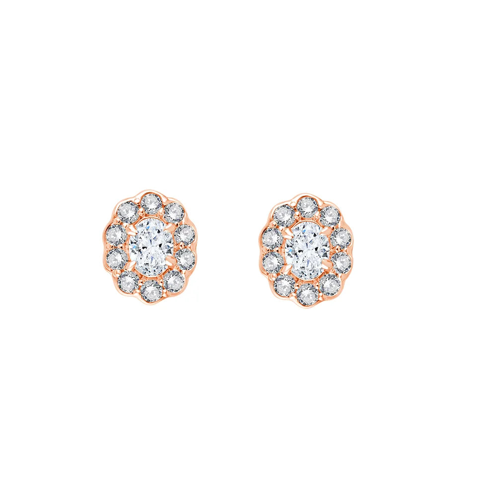 Oval Cut Halo Stud Earrings