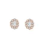 Oval Cut Scalloped Halo Stud Earrings