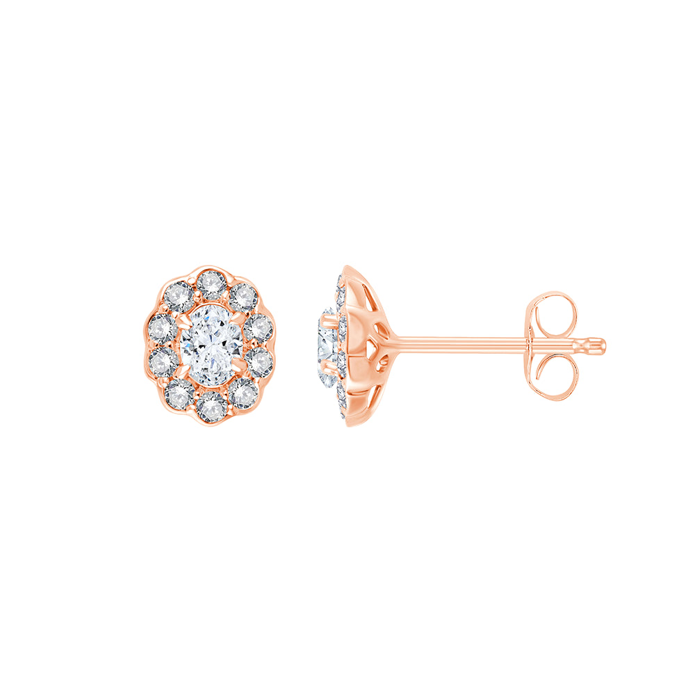 Oval Cut Halo Stud Earrings