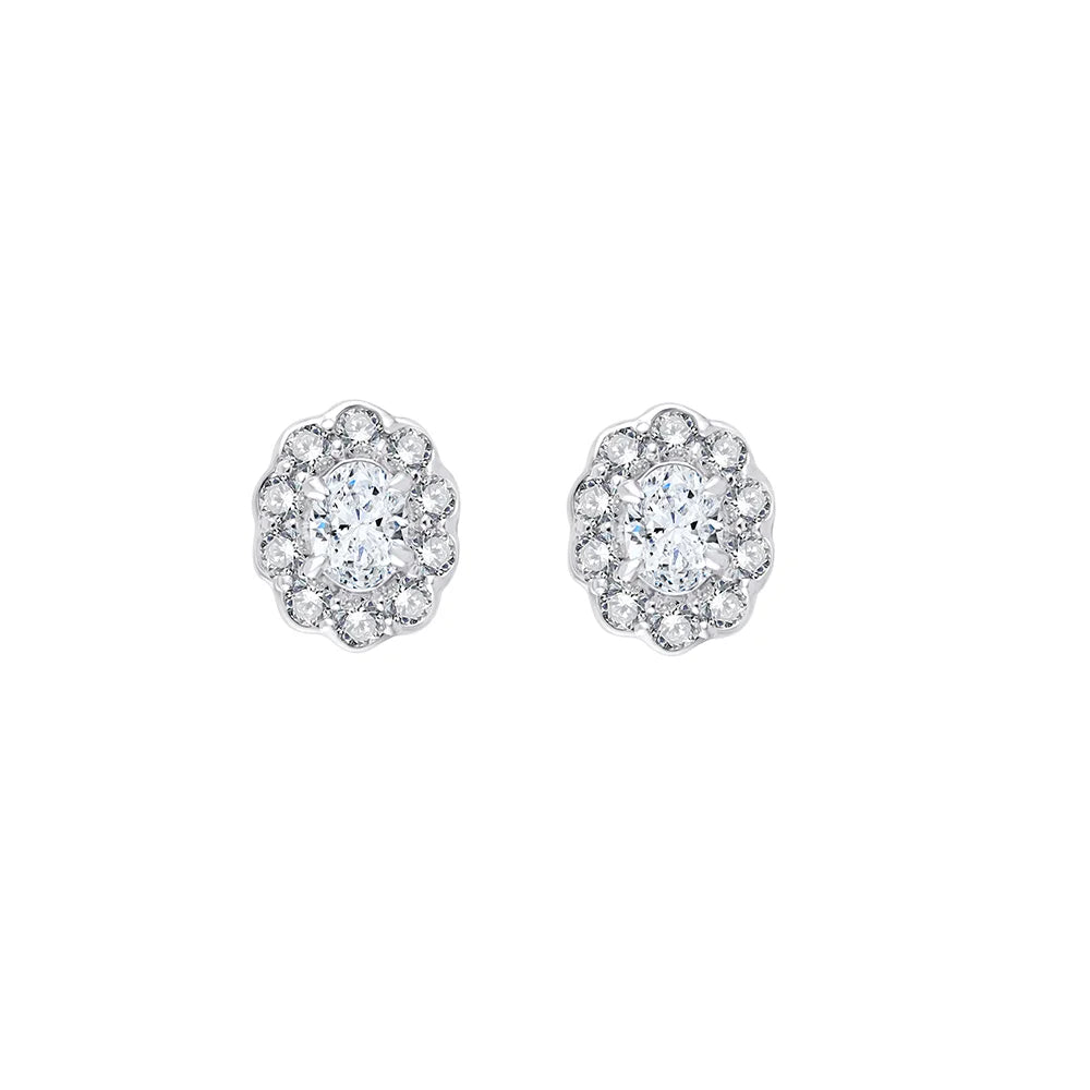 Oval Cut Halo Stud Earrings