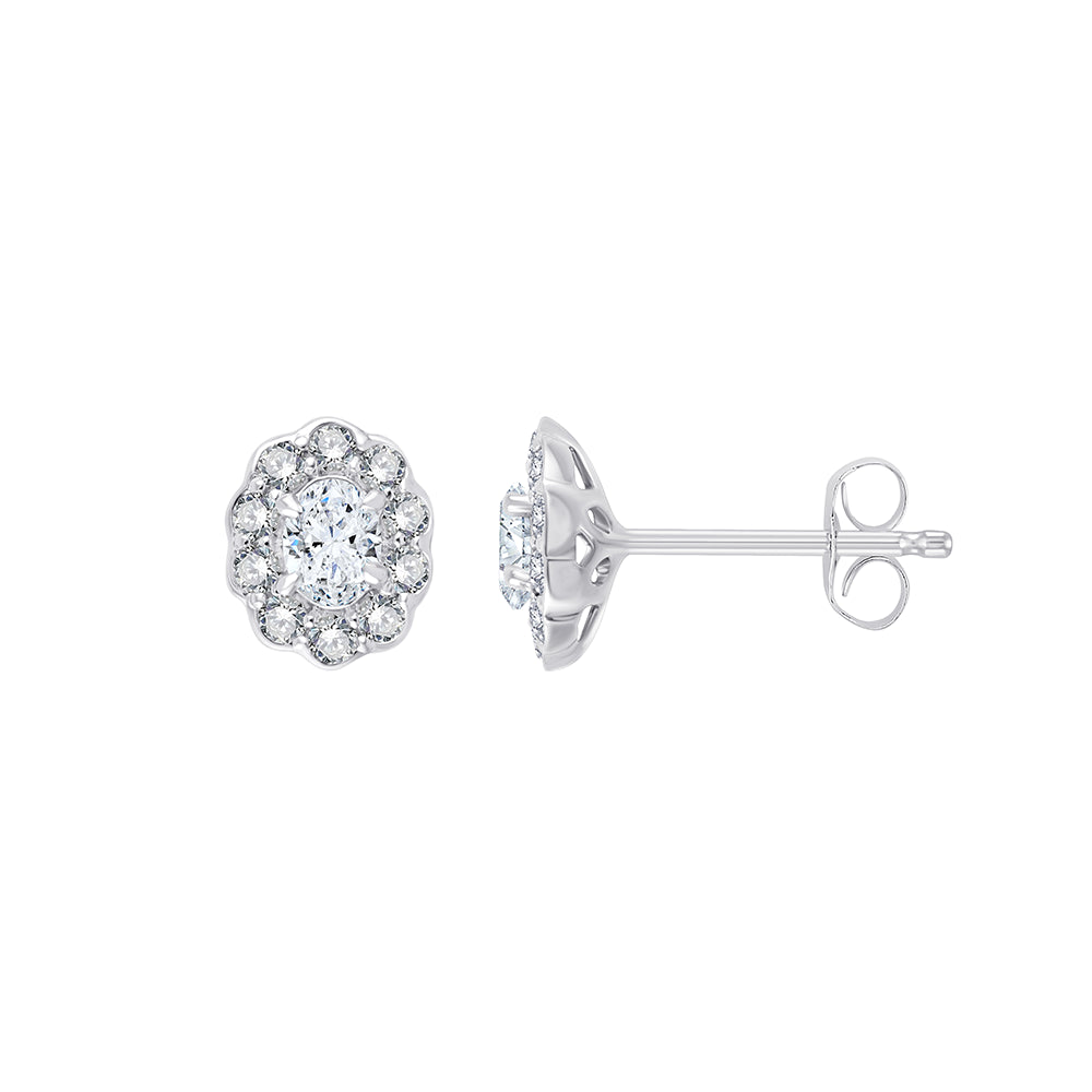 Oval Cut Halo Stud Earrings