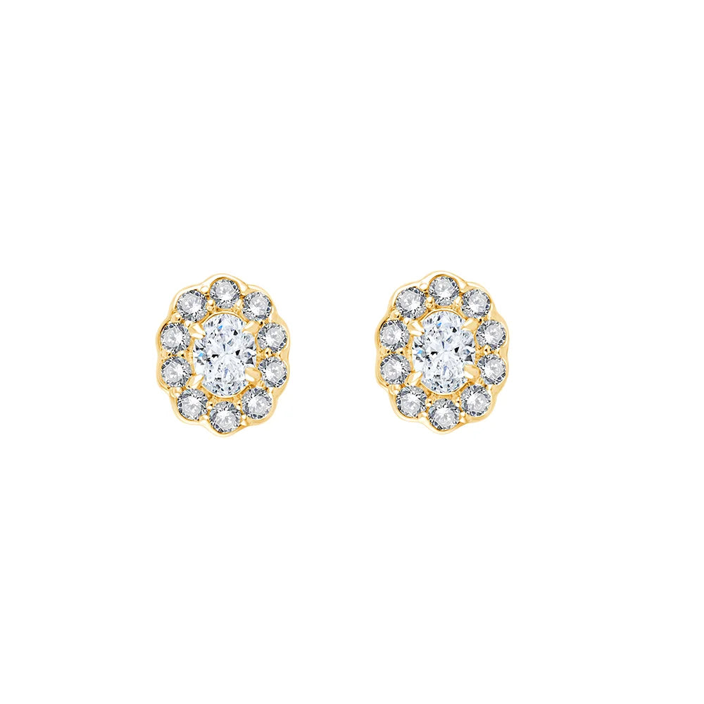 Oval Cut Halo Stud Earrings