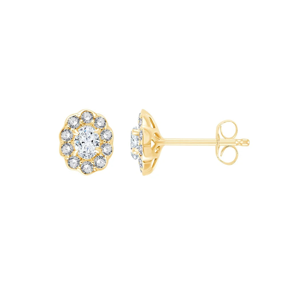Oval Cut Halo Stud Earrings