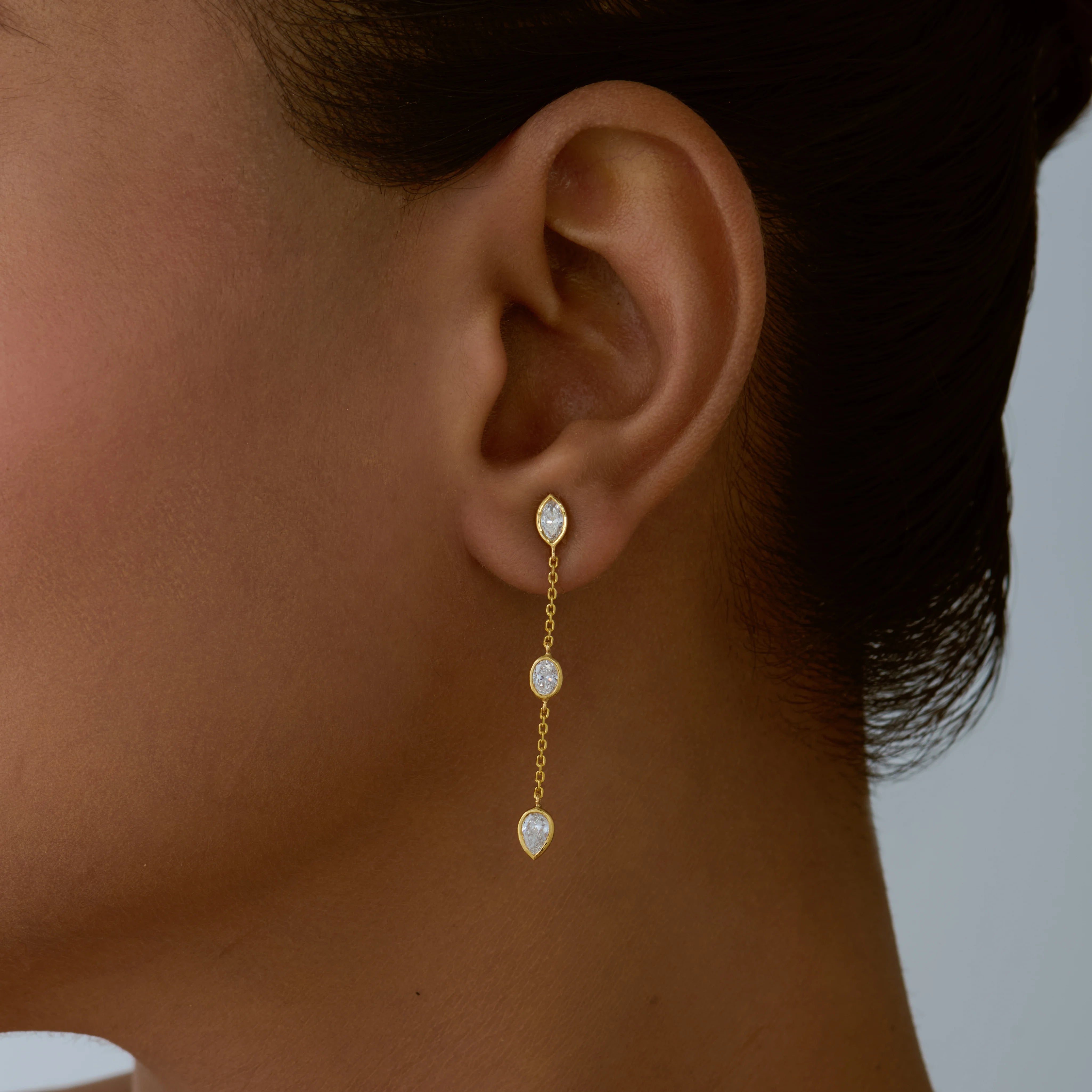 Mixed Cut Chain Station Drop Earrings