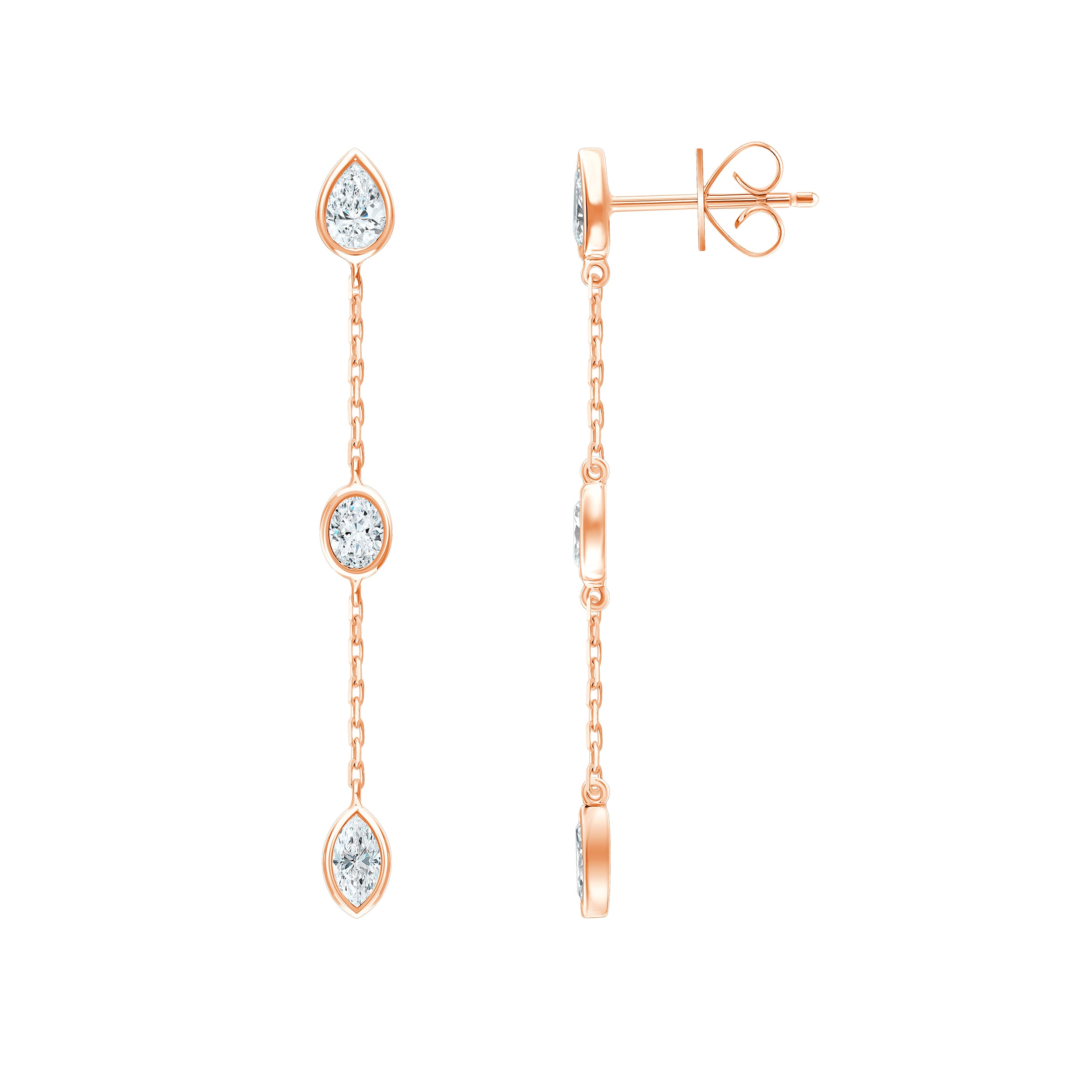 Mixed Cut Chain Station Drop Earrings