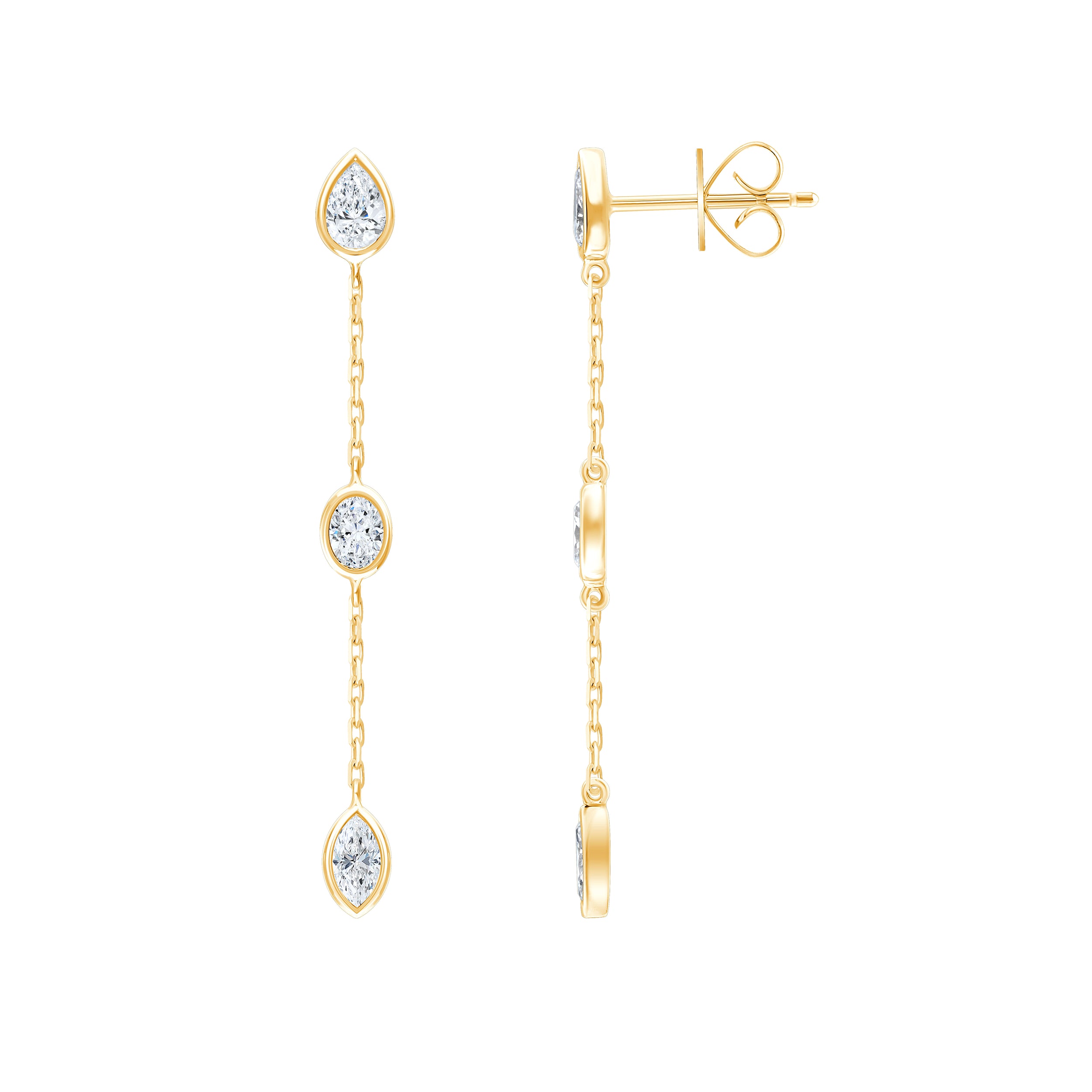 Mixed Cut Chain Station Drop Earrings
