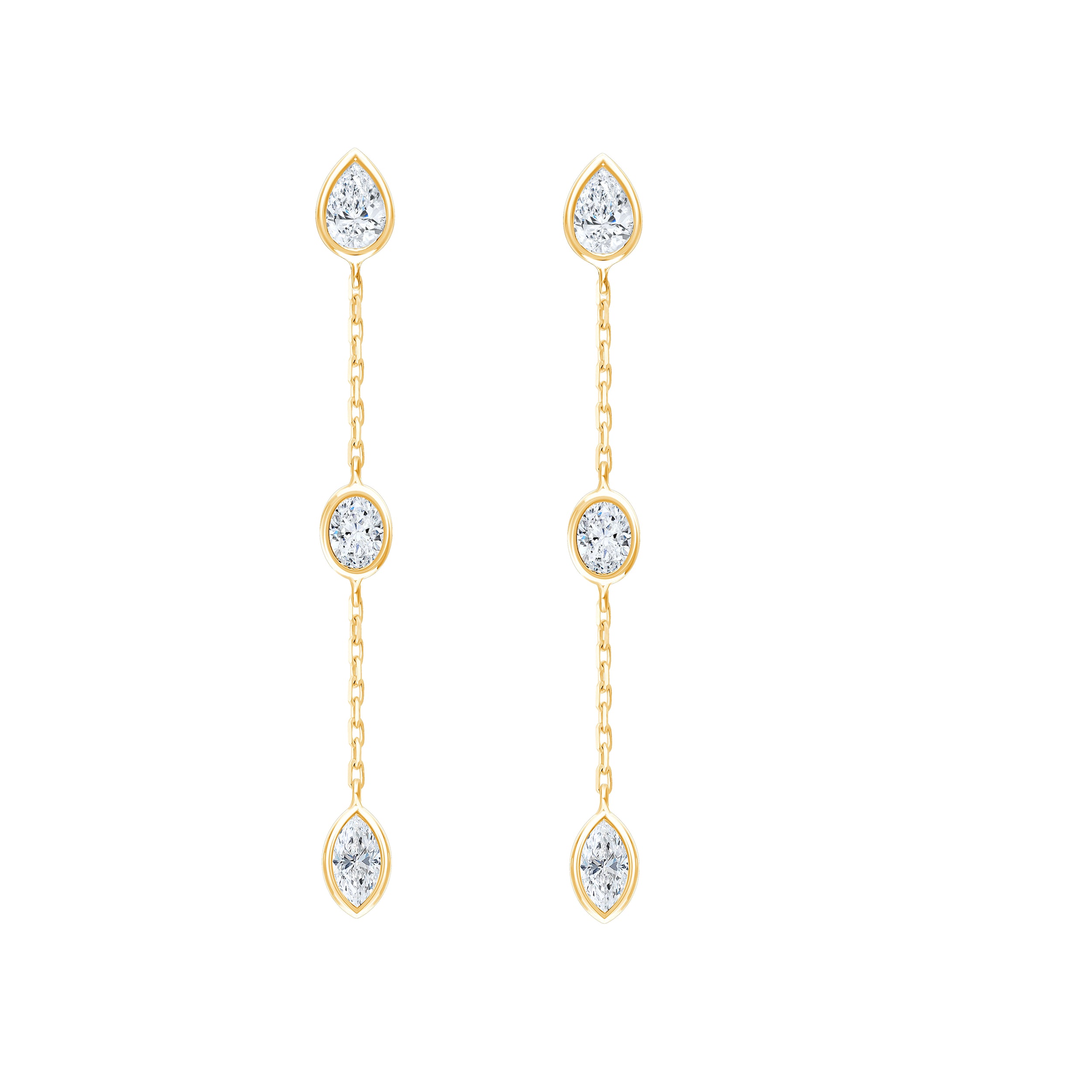 Mixed Cut Chain Station Drop Earrings