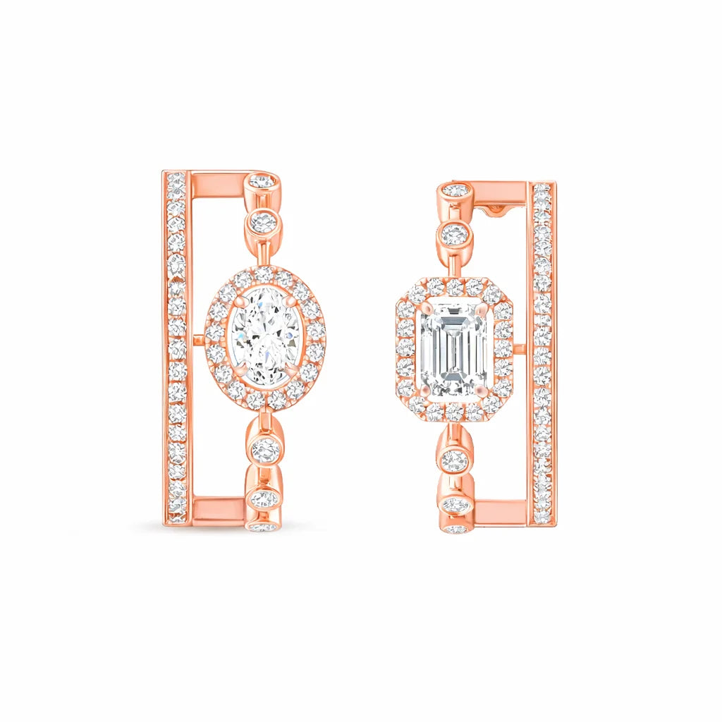 Mixed Cut Halo Hoop Earrings