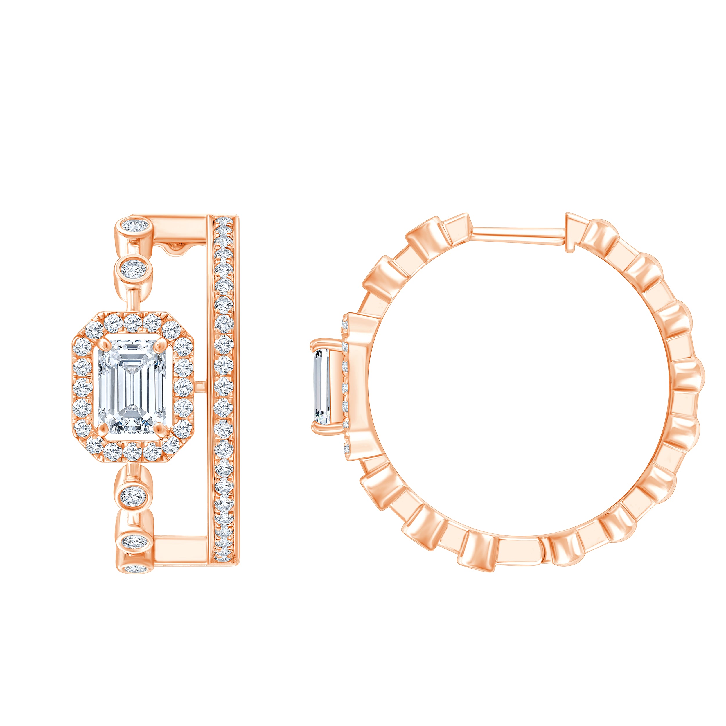 Mixed Cut Halo Hoop Earrings