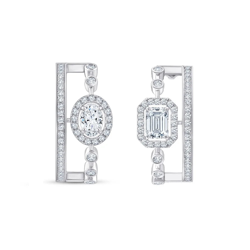 Mixed Cut Halo Hoop Earrings