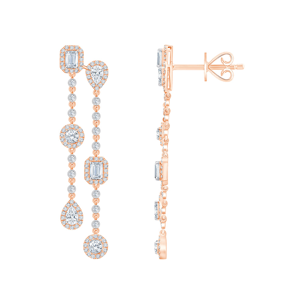 Mixed Cut Station Drop Earrings