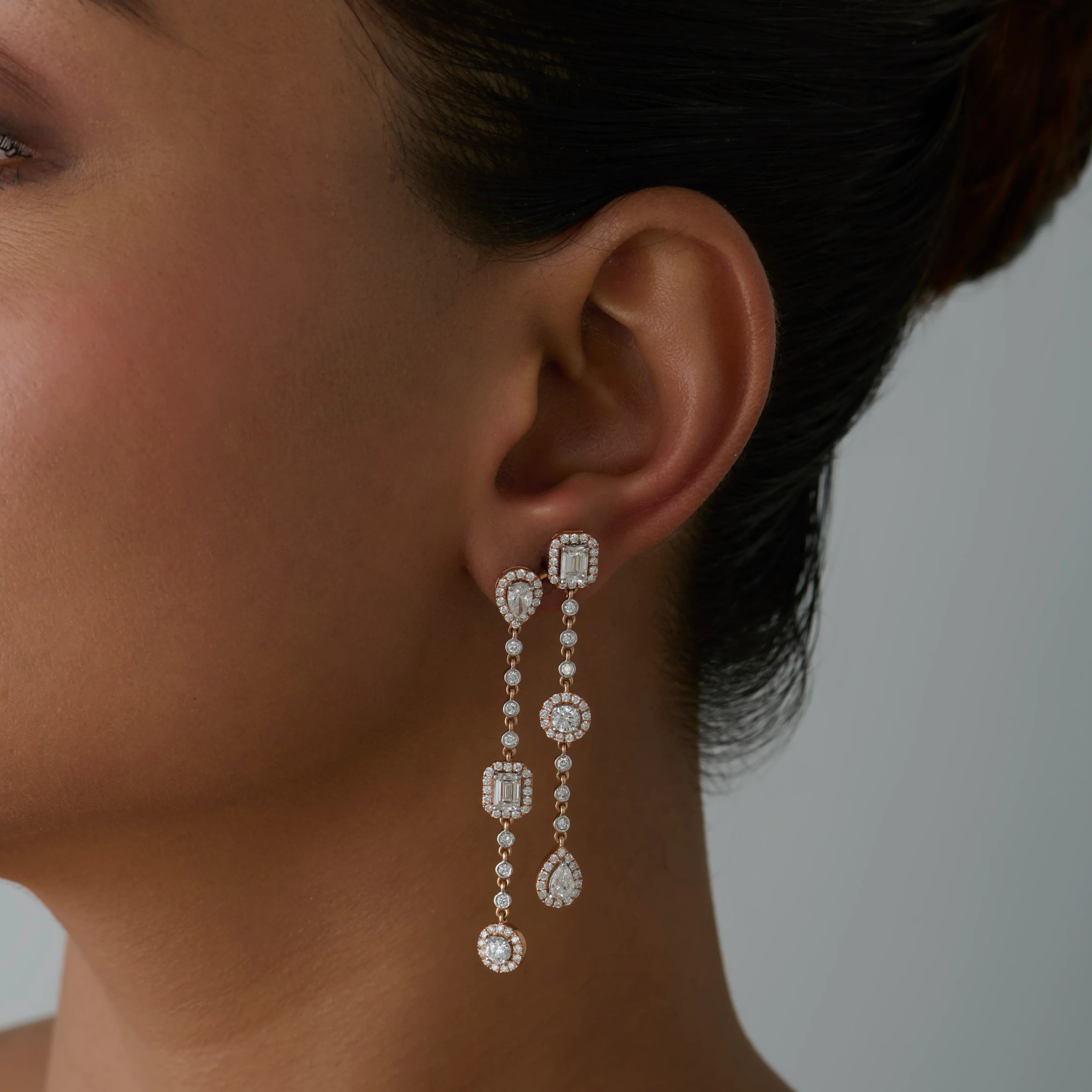 Mixed Cut Station Drop Earrings