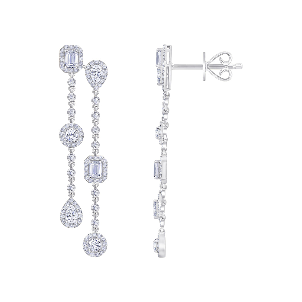 Mixed Cut Station Drop Earrings