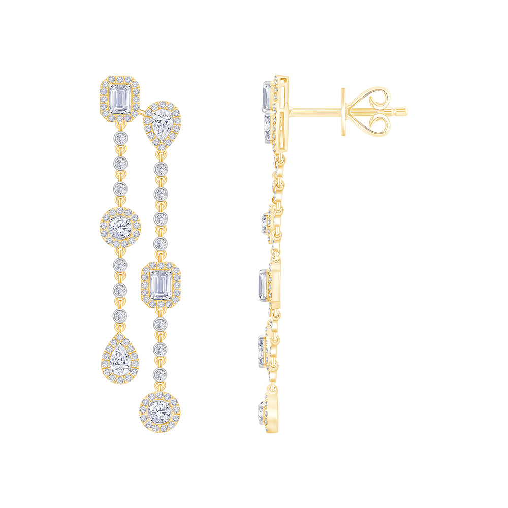 Mixed Cut Station Drop Earrings
