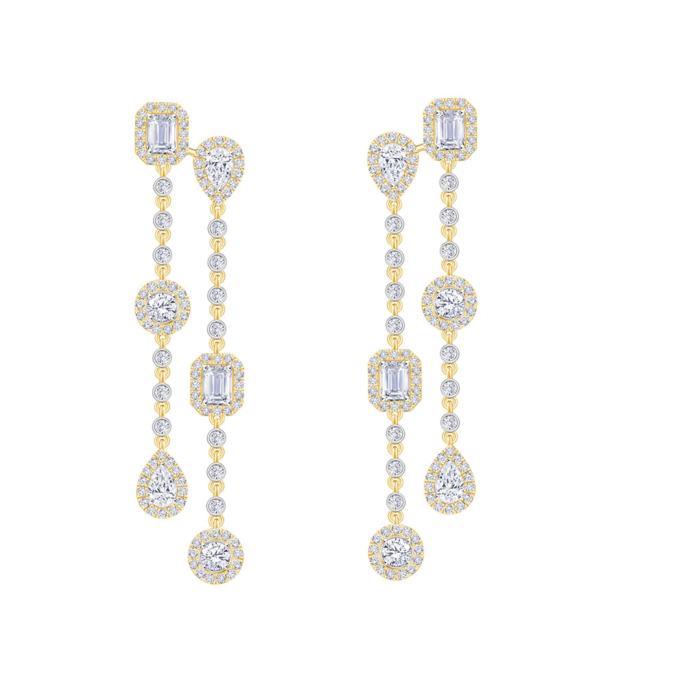 Mixed Cut Station Drop Earrings