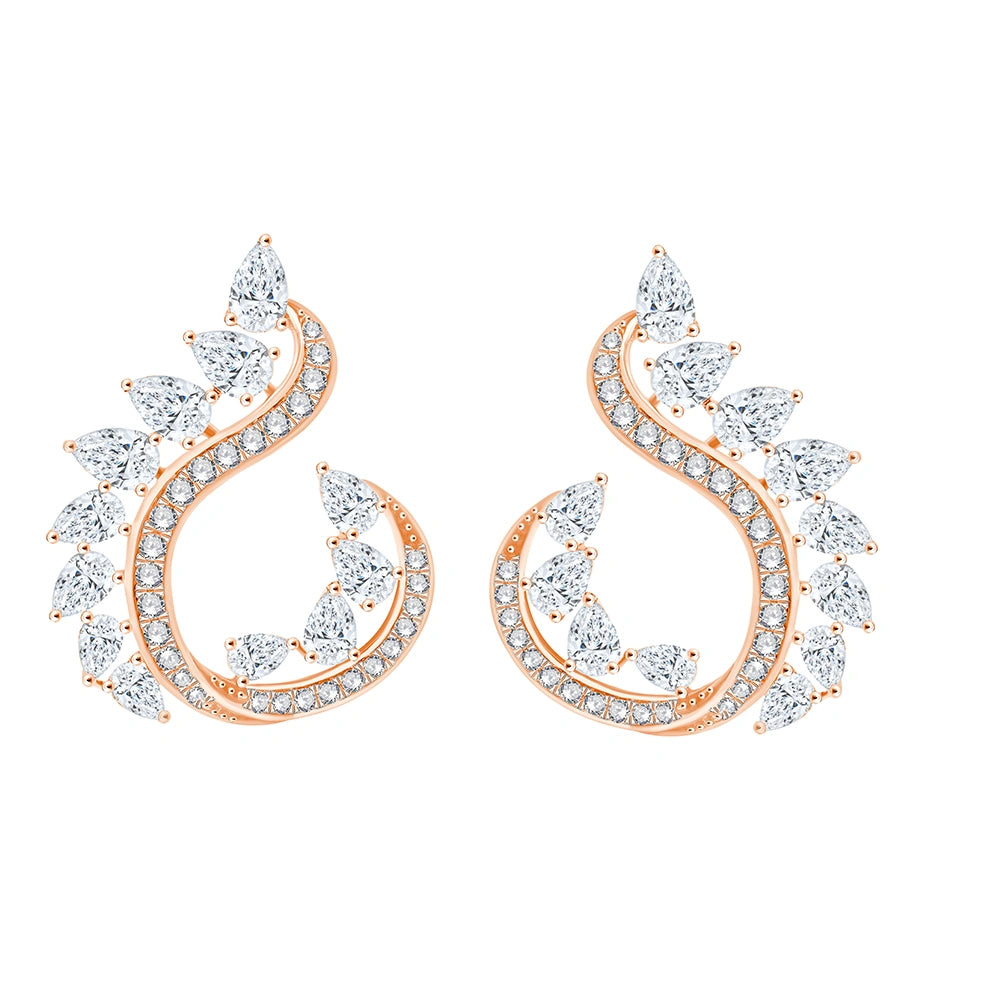 Mixed Cut Vine Swirl Drop Earrings