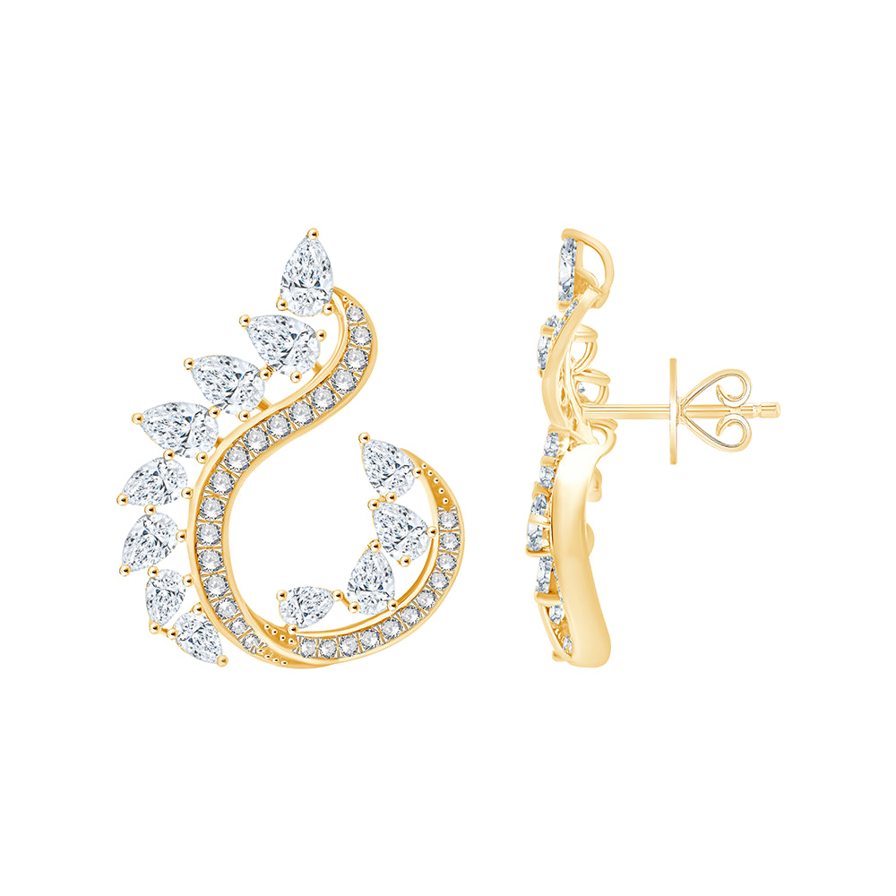 Mixed Cut Vine Swirl Drop Earrings