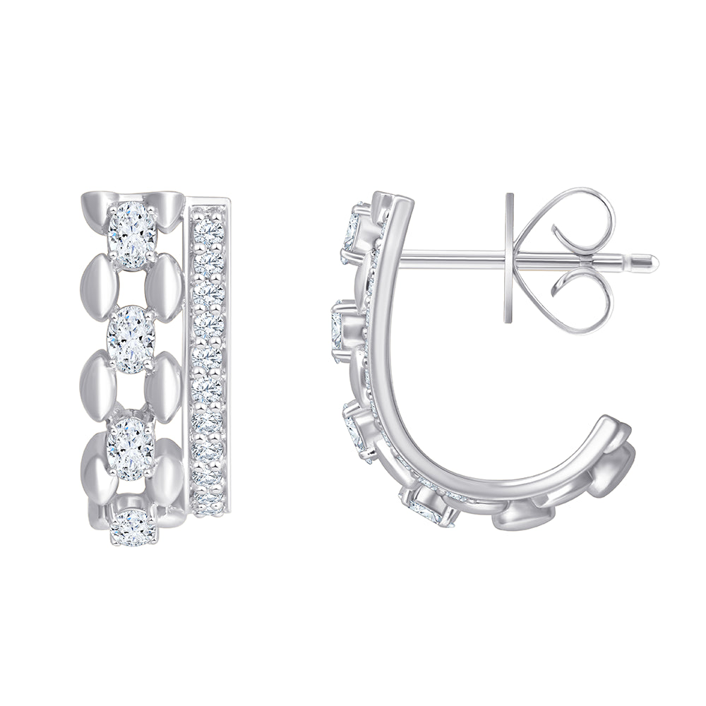 Mixed Cut Checkers Line Huggie Earrings