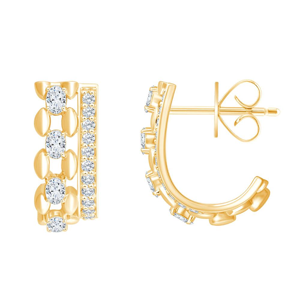 Mixed Cut Checkers Line Huggie Earrings