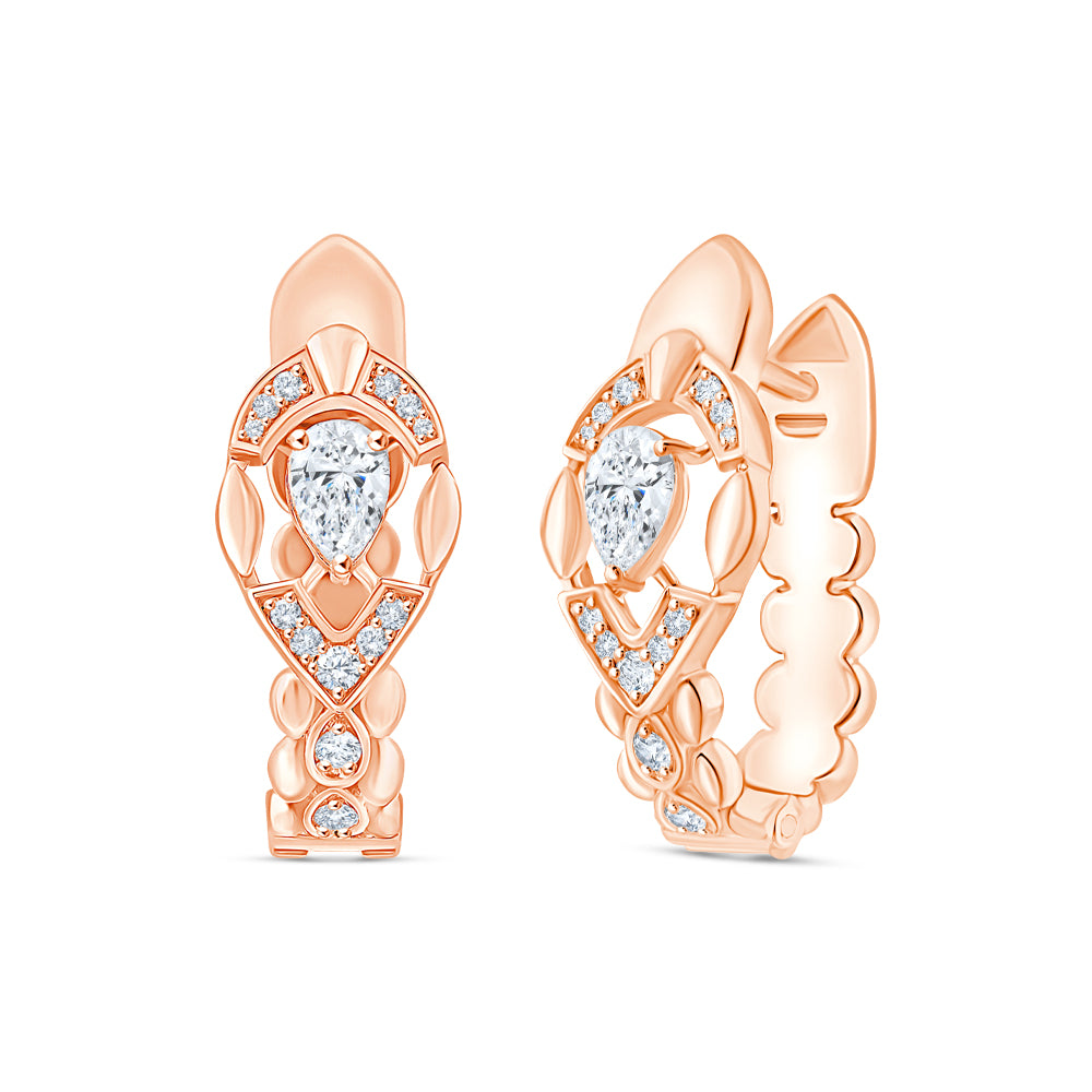 Pear Cut Motif Hoop Earrings