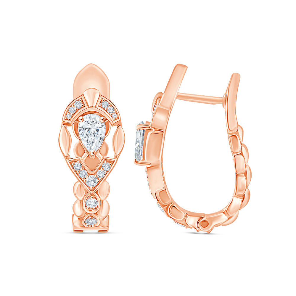Pear Cut Motif Hoop Earrings
