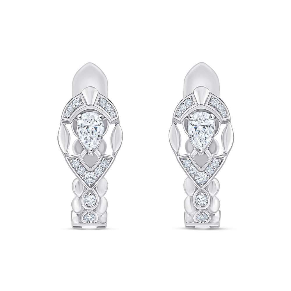 Pear Cut Motif Hoop Earrings