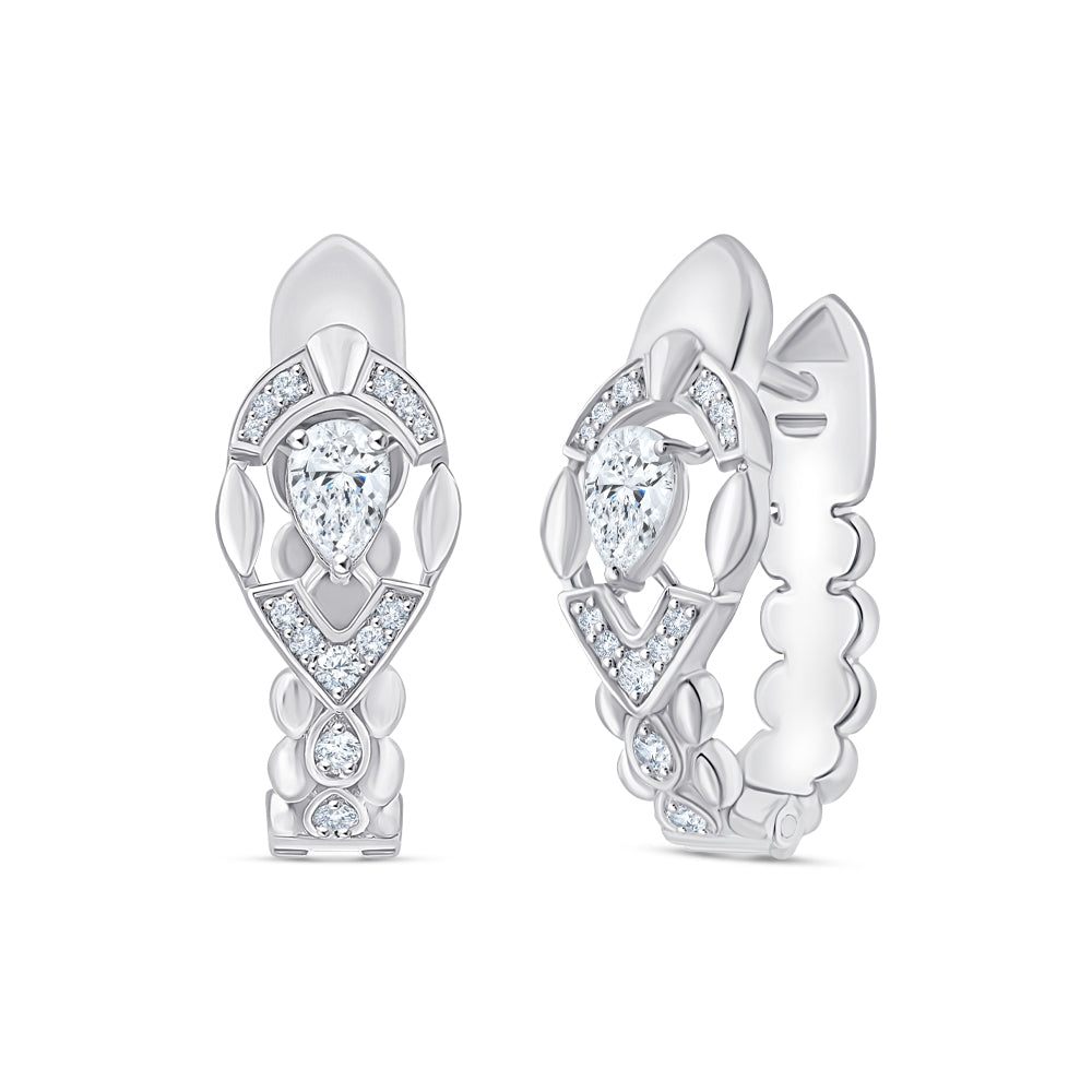 Pear Cut Motif Hoop Earrings