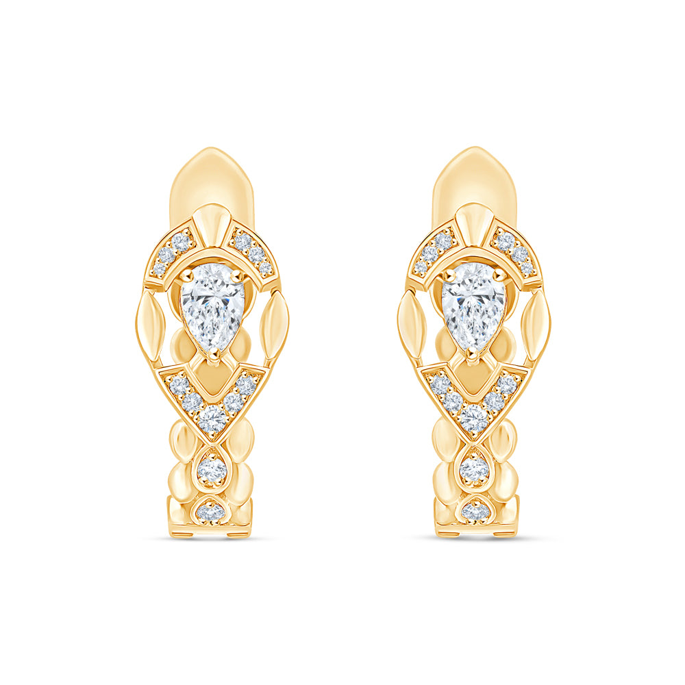 Pear Cut Motif Hoop Earrings