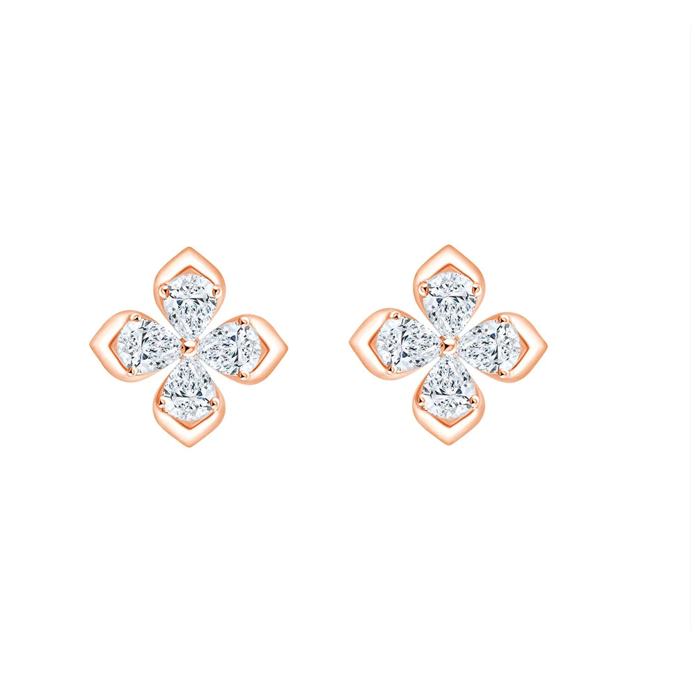 Pear Cut Floral Stud Earrings 