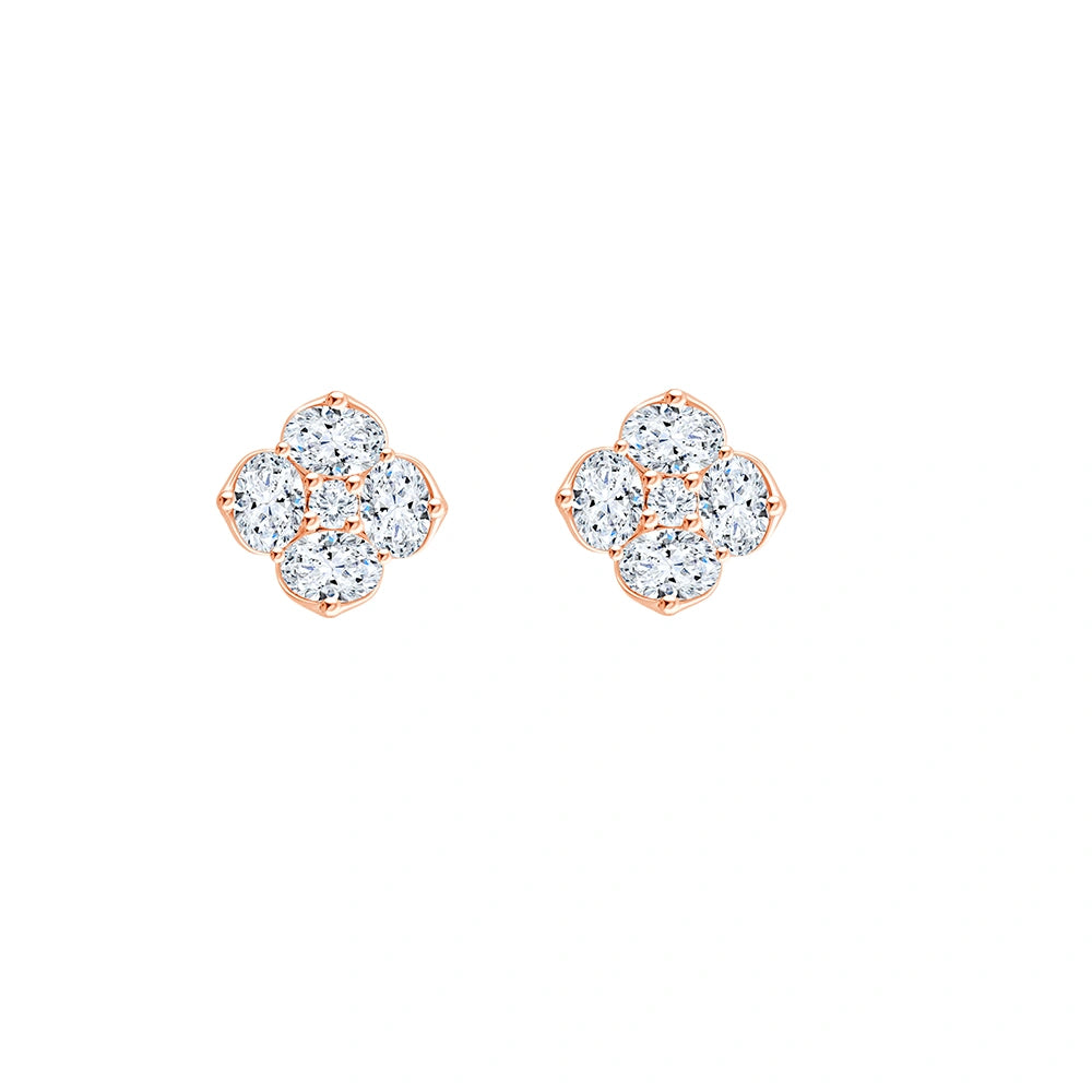Mixed Cut Floral Stud Earrings 