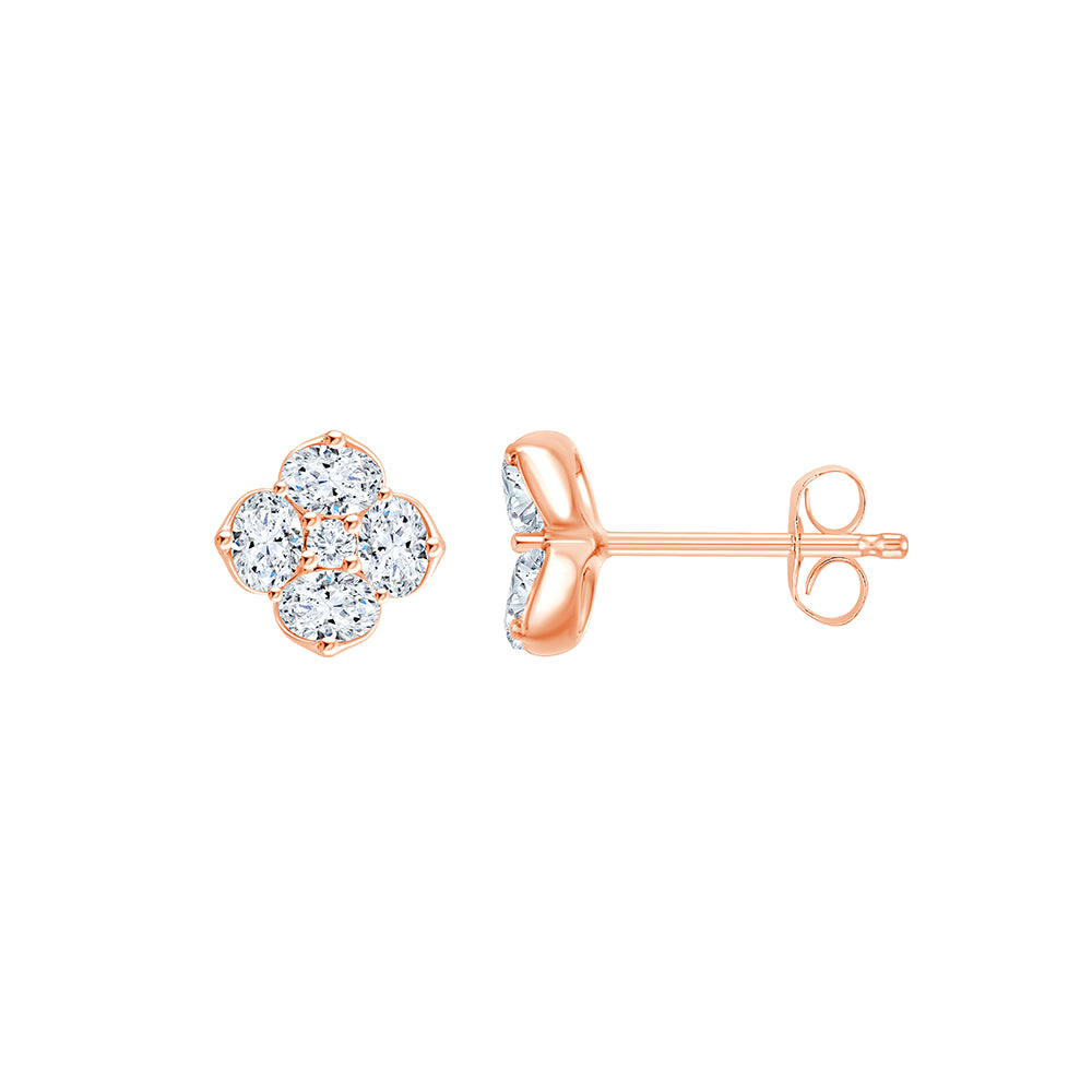 Mixed Cut Floral Stud Earrings 