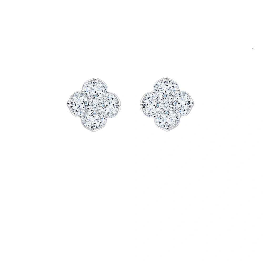 Mixed Cut Floral Stud Earrings 