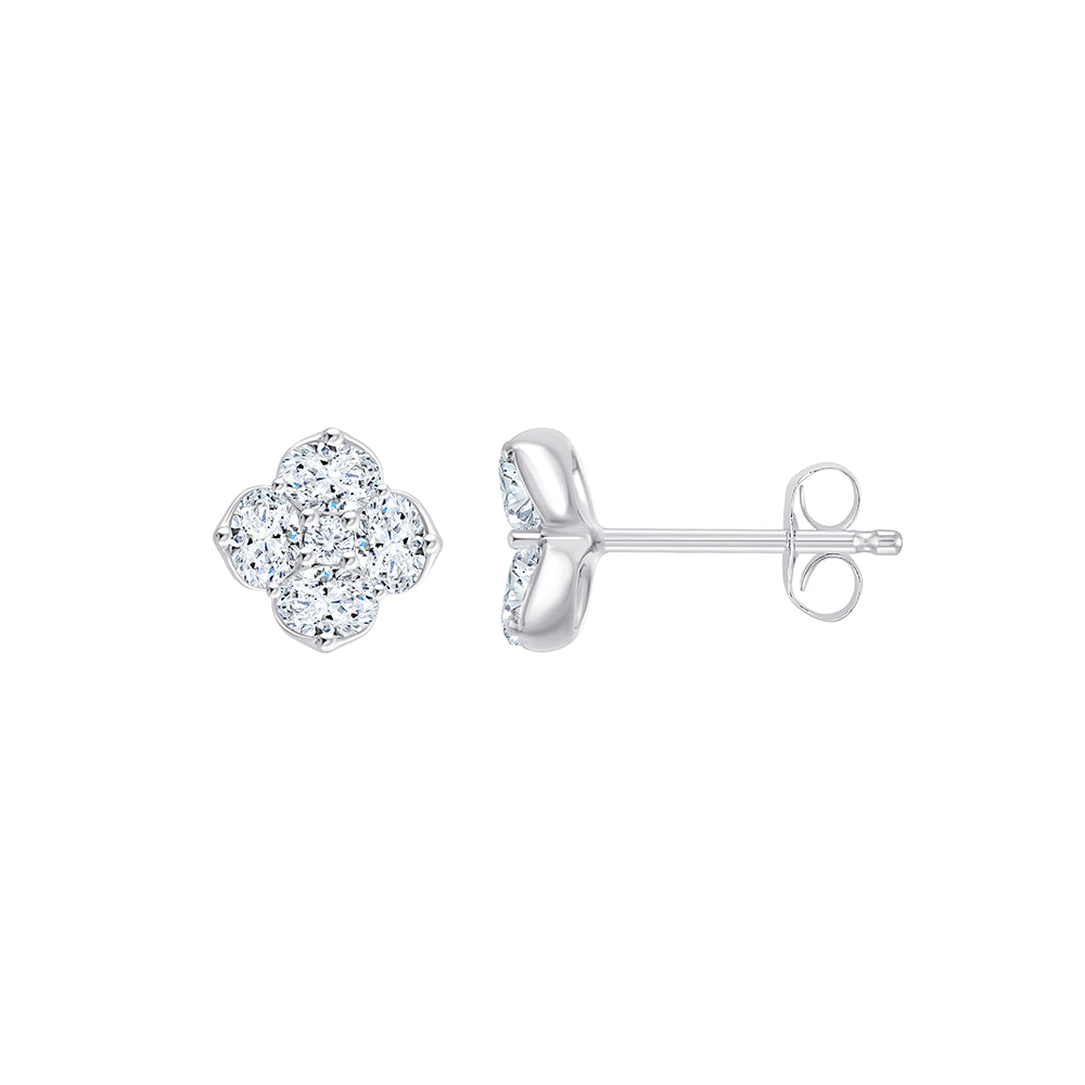 Mixed Cut Floral Stud Earrings 