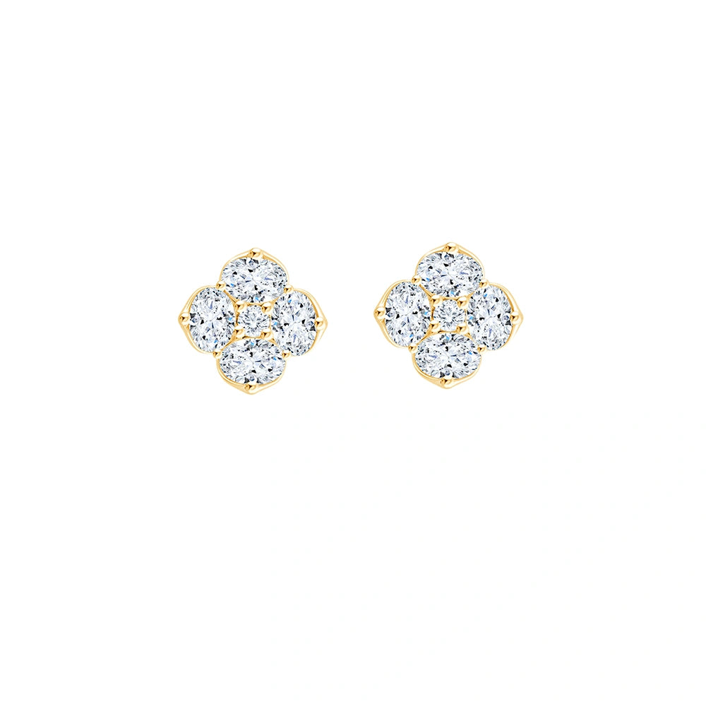 Mixed Cut Floral Stud Earrings 