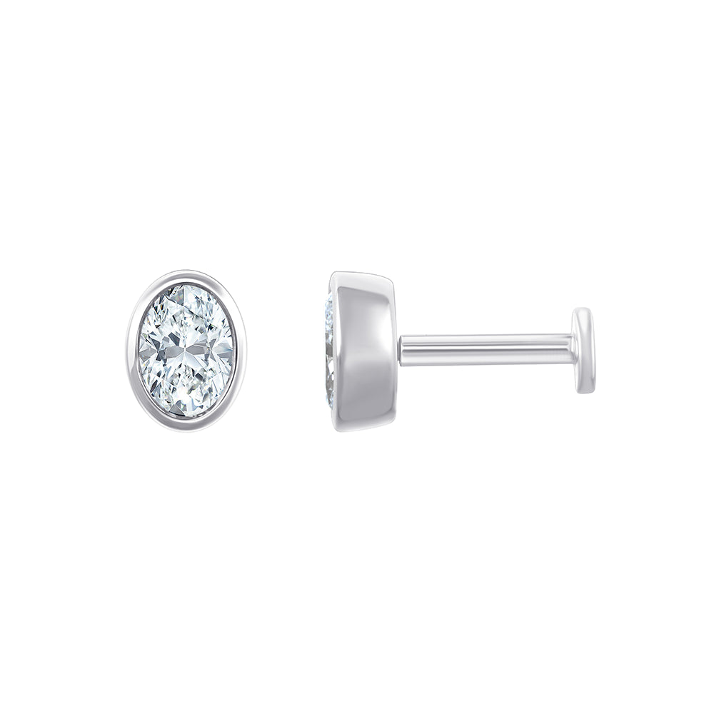 Oval Cut Bezel Set Solitaire Stud Earrings