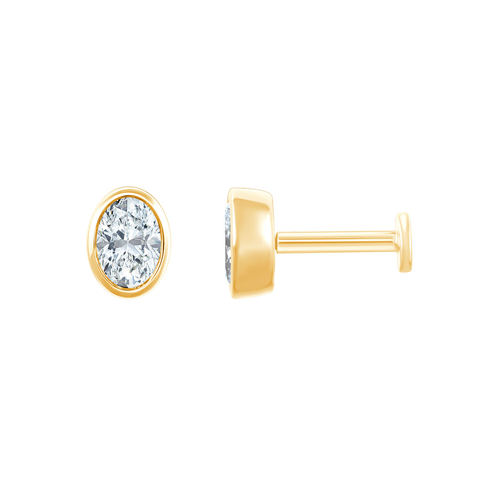 Oval Cut Bezel Set Solitaire Stud Earrings