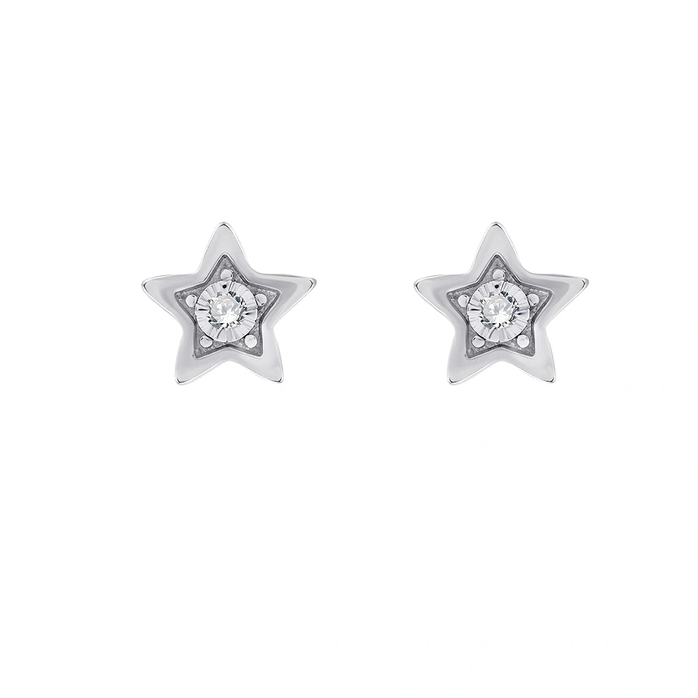 Brilliant Cut Star Stud Earrings
