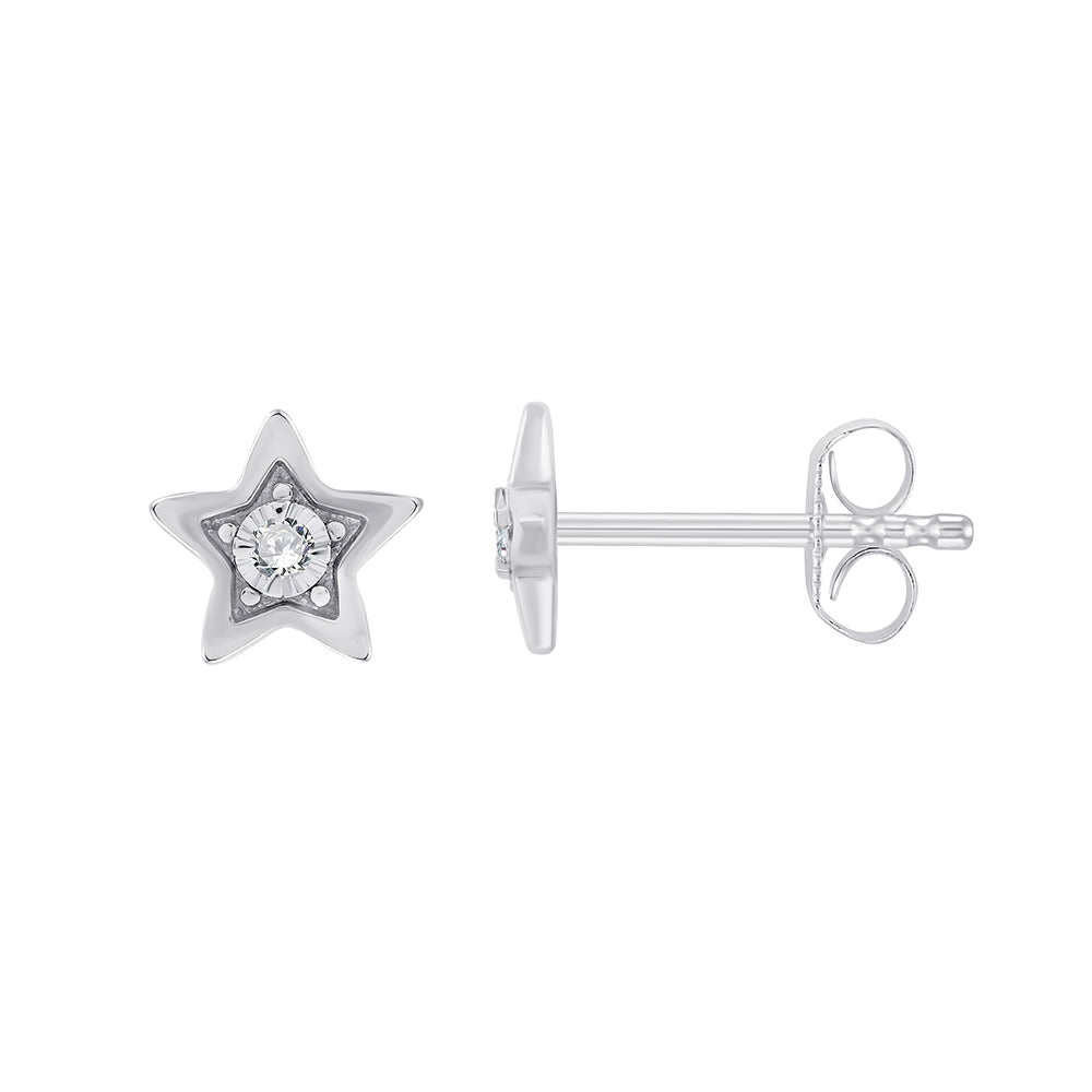 Brilliant Cut Star Stud Earrings