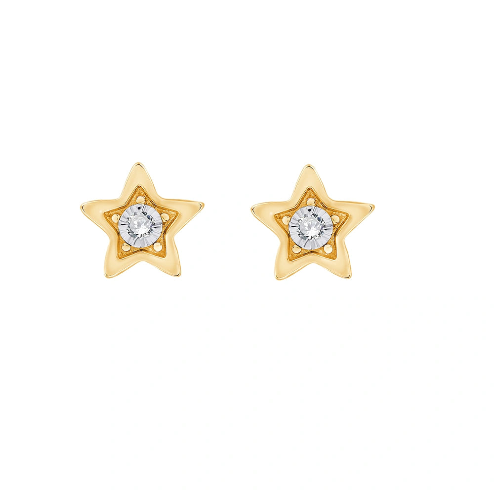 Brilliant Cut Star Stud Earrings