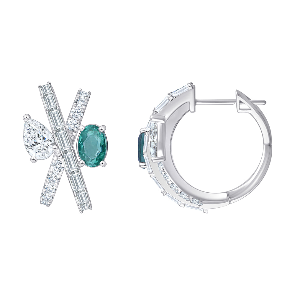 SemiPrecious Emerald Crossover Huggie Earrings 