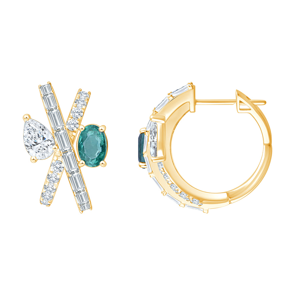 SemiPrecious Emerald Crossover Huggie Earrings 