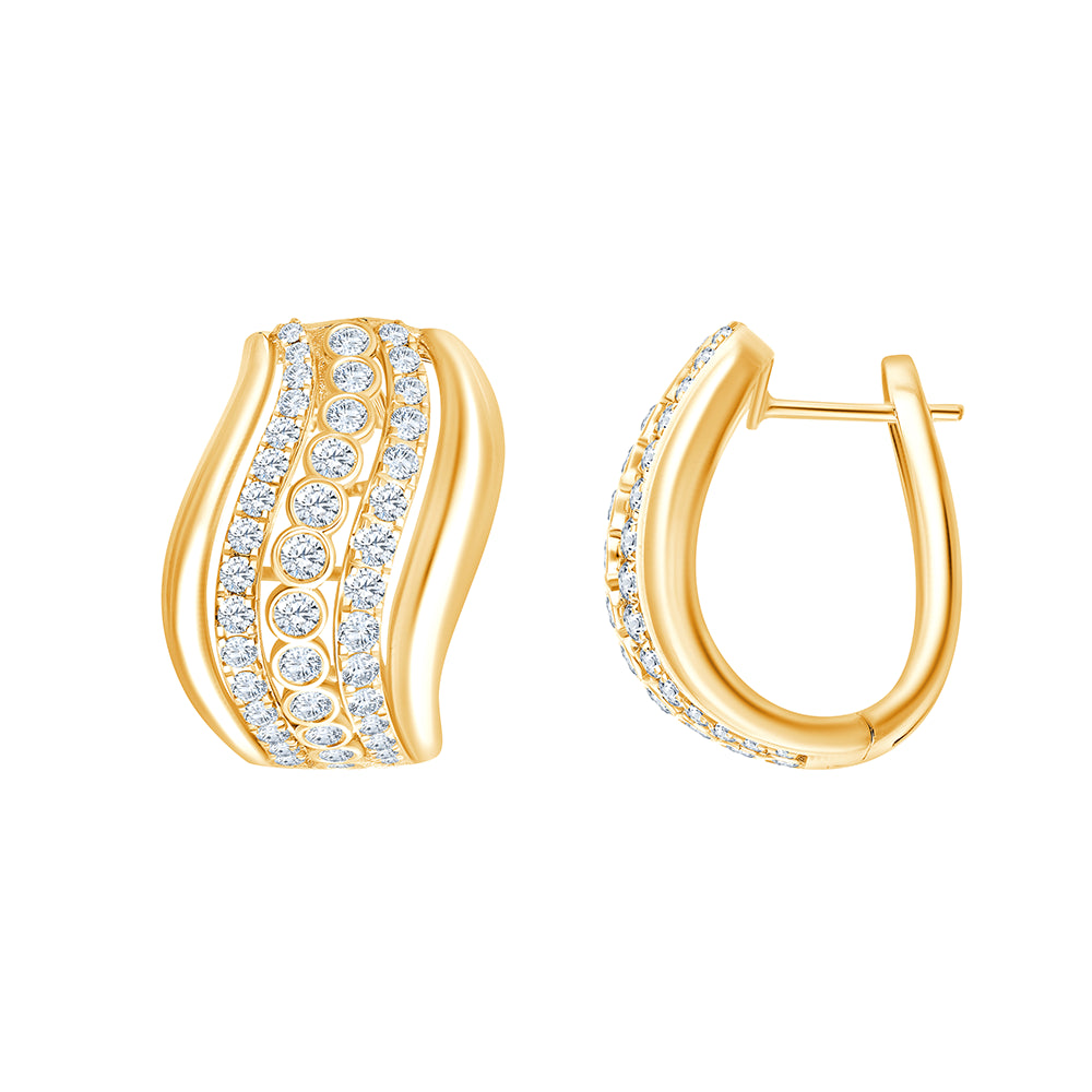 Brilliant Cut Wave Huggie Earrings