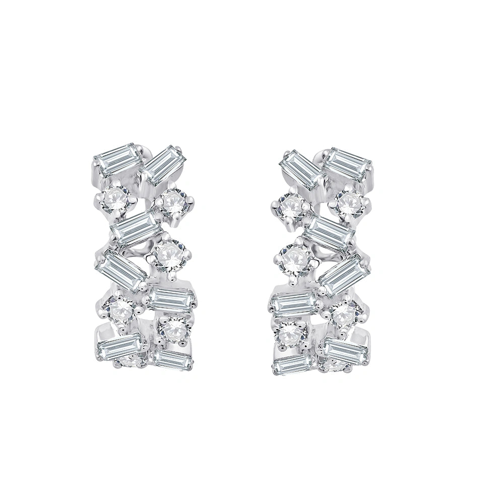 Mixed Cut Scattered Geometric Hoop Earrings 