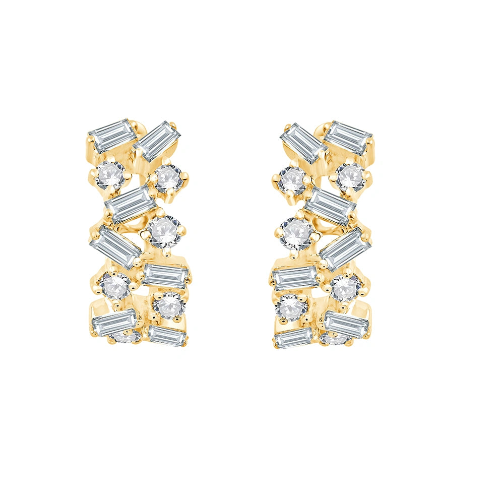 Mixed Cut Scattered Geometric Hoop Earrings 