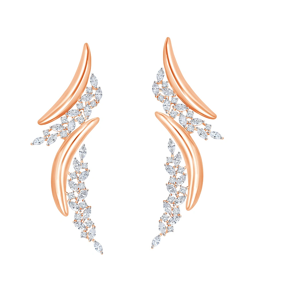 Dual Arc Diamond Accent Climber Earrings