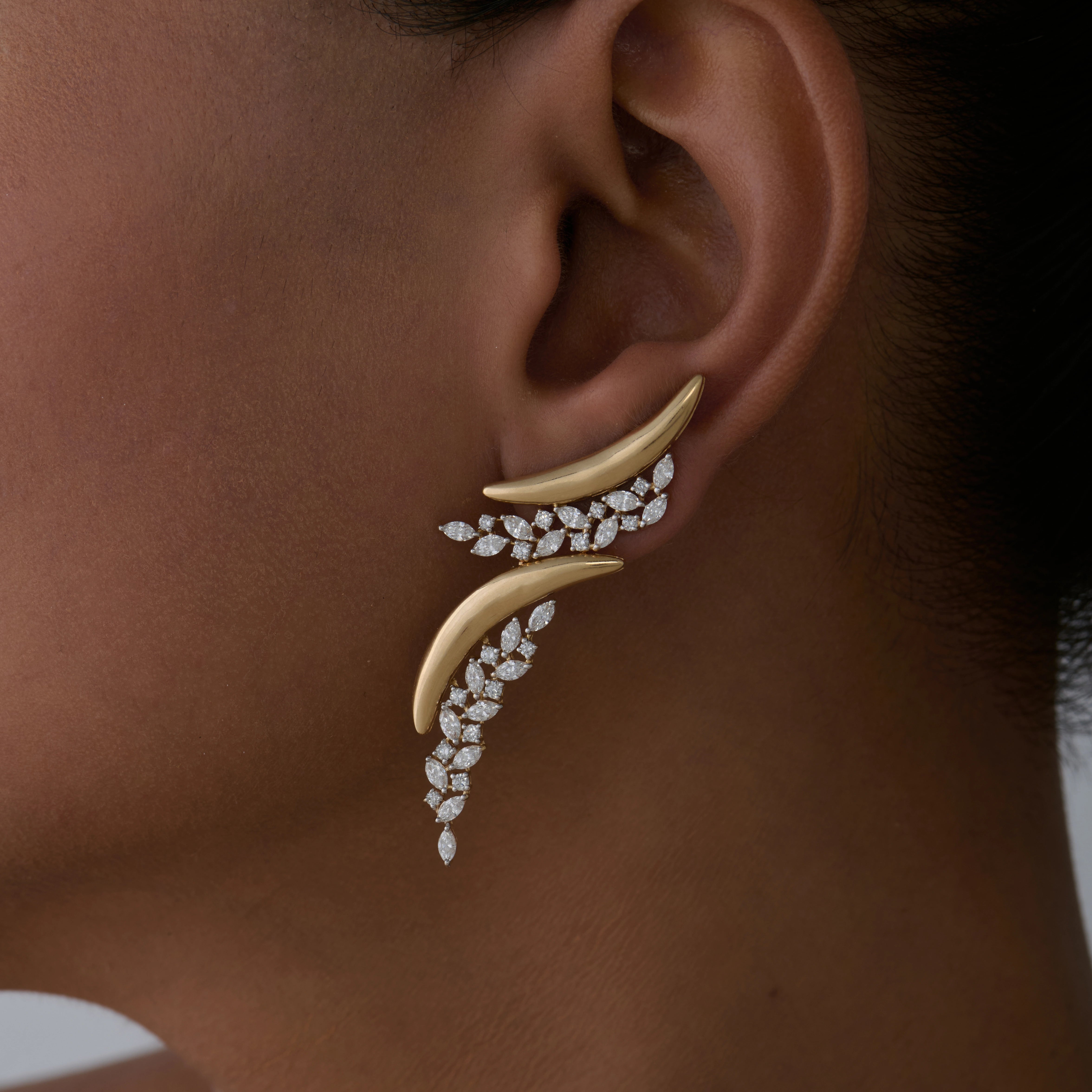 Dual Arc Diamond Accent Climber Earrings